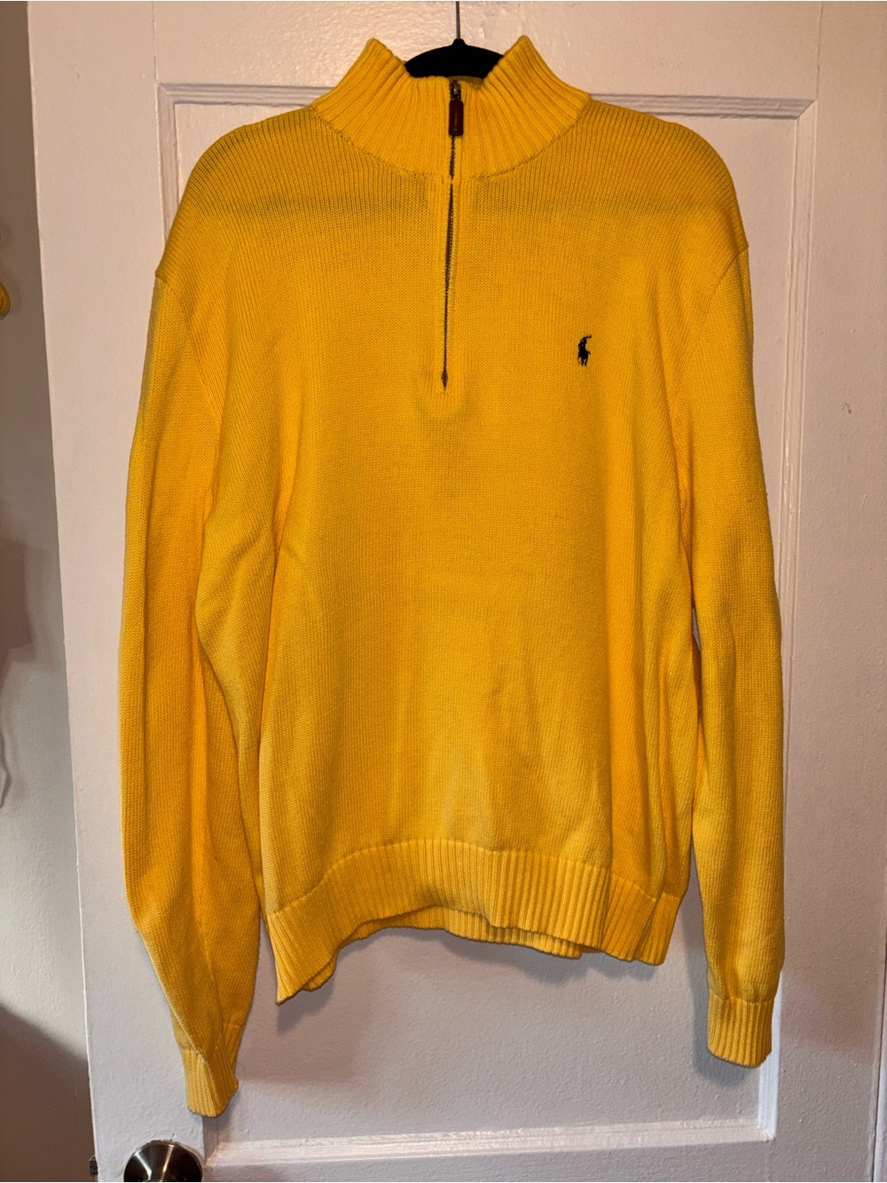 Vintage Polo Ralph Lauren Quarter Zip Cable Knit Sweater Yellow XL Knit